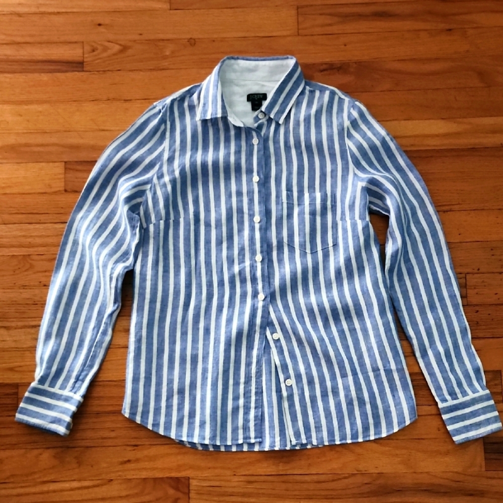 J. Crew Striped Linen Shirt